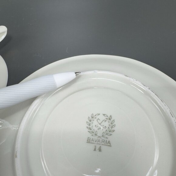 Fine Bavaria German Porcelain Trio Plate Saucer And Teacup Set Heavy Gold Yellow - Picture 7 of 16